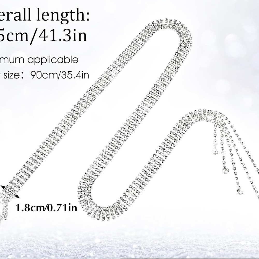 *SOLD* Rhinestone Belt with Heart-Shaped Buckle Diamond Crystal Waist Chain - Picture 4 of 6
